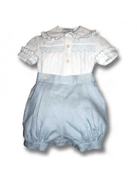 completino per baby pantaloncino a sbuffo e camicetta punto smock Ippolito