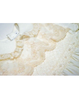 Achillea baby Christening silk romper detail