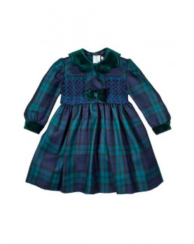Girl smocked dress with bow Coco