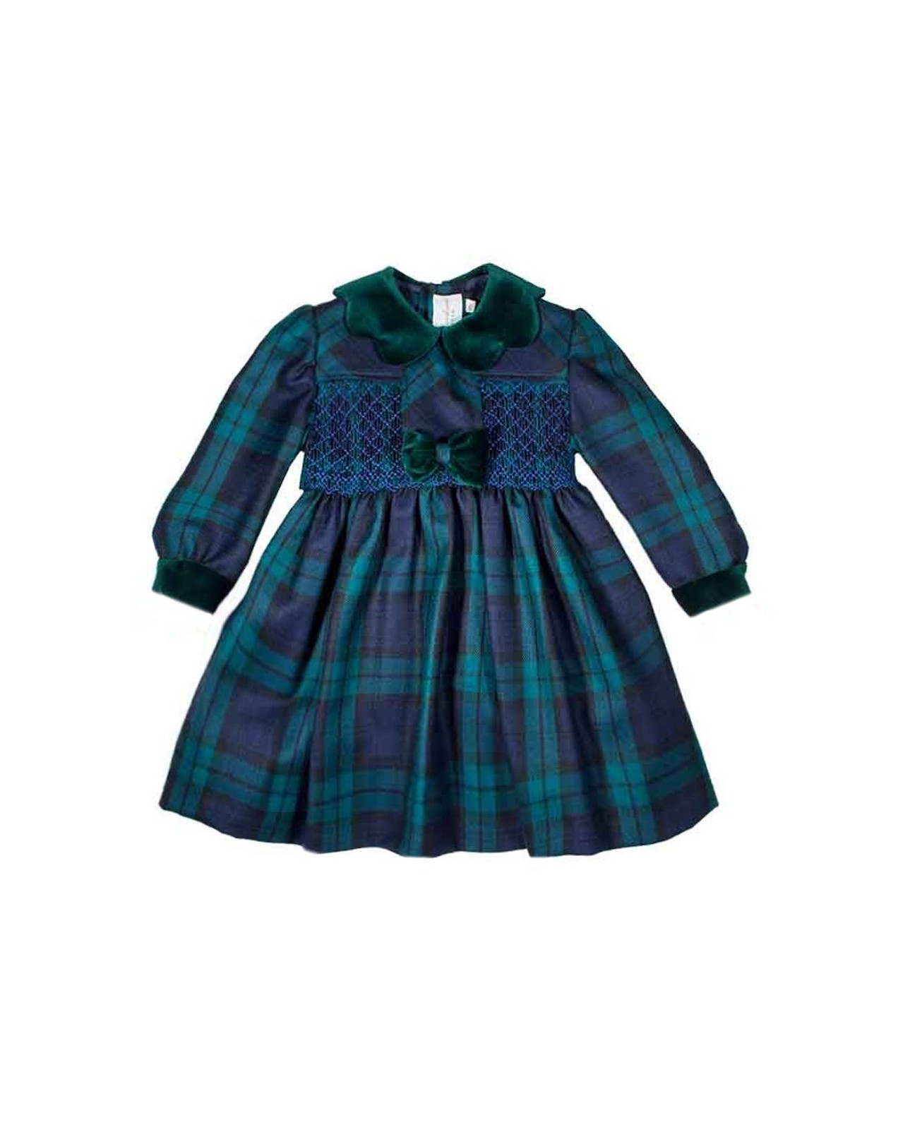 Girl smocked dress with bow Coco