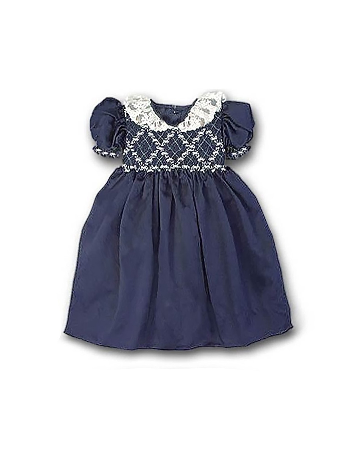 Giocasta girl smocked dress with valancienne lace collar