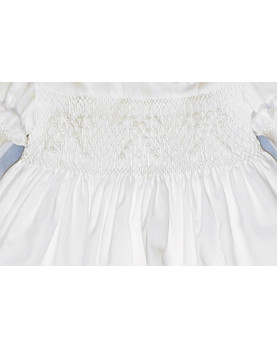 Christening romper with smocked bowsVieri