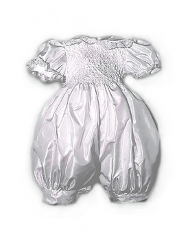 Christening romper with smocked bowsVieri