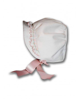 Smocked baby bonnet for Christening Clarabella