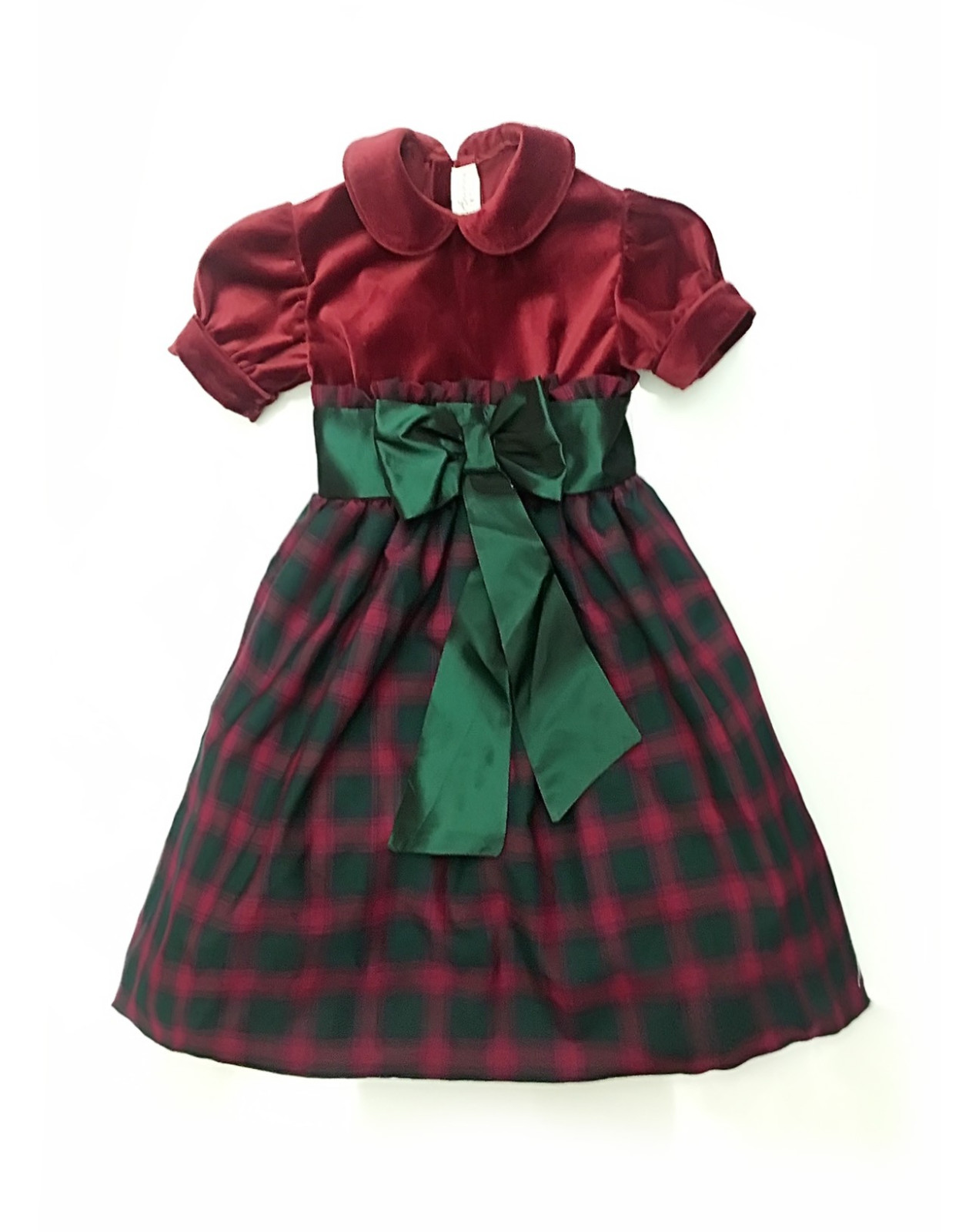 Petunia party dress velvet and plaid tartan