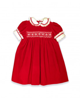 Pia abito velluto rosso con smock