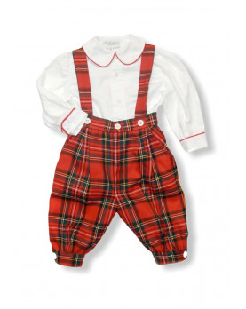 Leonardo boy's outfit with knickeboker pants, red tartan