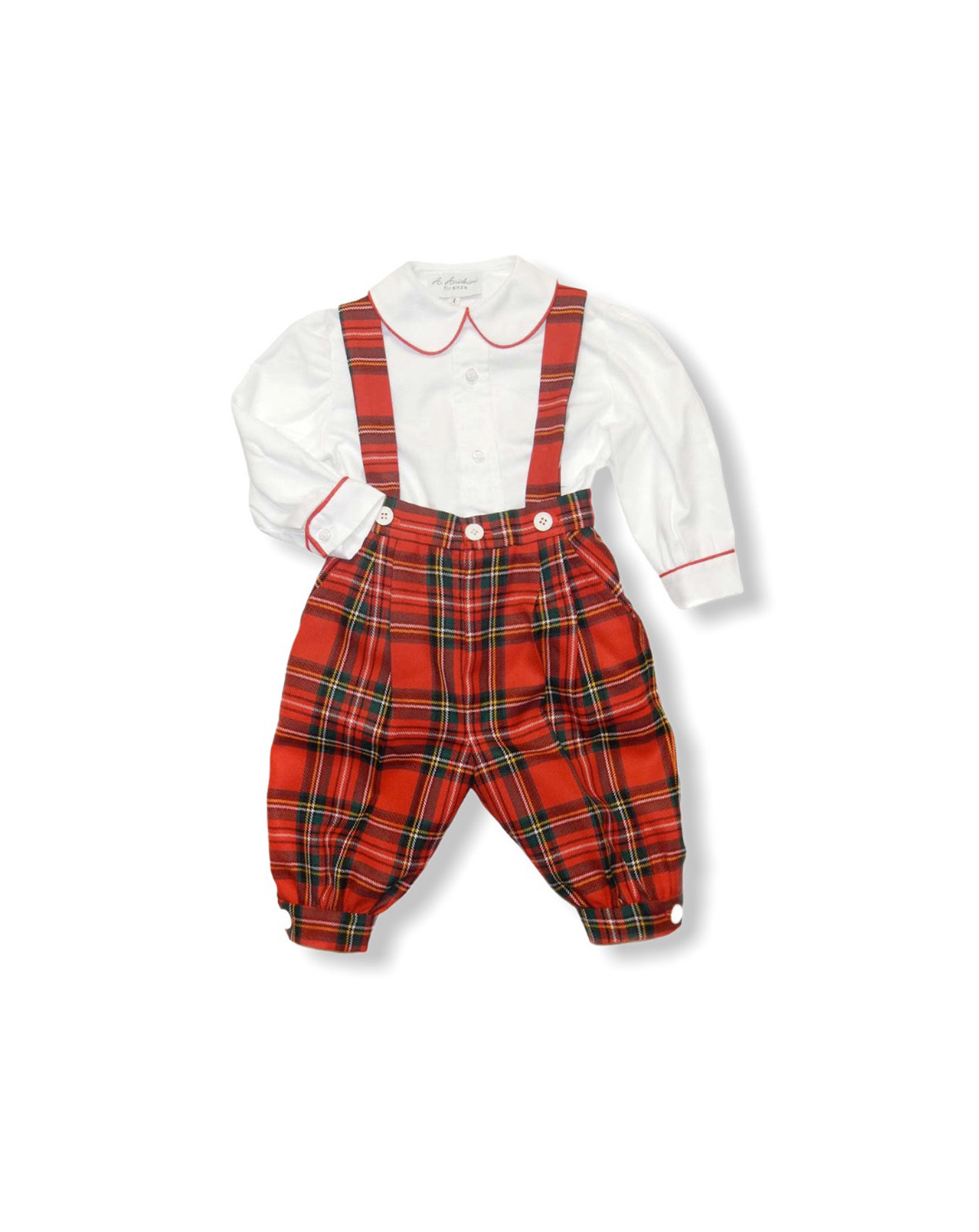 Leonardo boy's outfit with knickeboker pants, red tartan