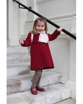 Princess Charlotte de Cambridge with pure wool milled wool ruby coat