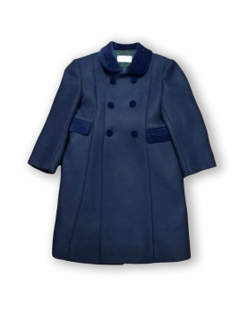 Children  "Redingote" winter coat, navy blue color.