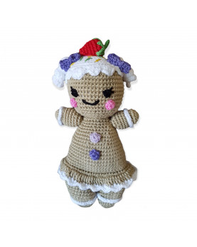 Hand made crochet gingerbread Doll, 100% biologic cotton.