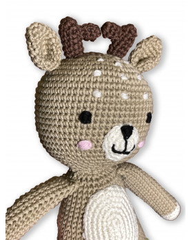 Hand made crochet Little Fawn, 100% biologic cotton.