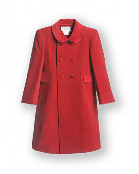 Cappotto per bambina modello Redingote , rossa.