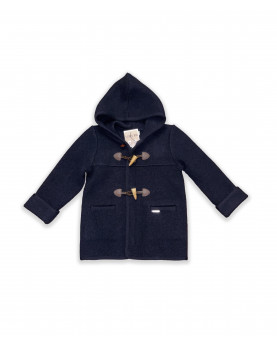 Boy Duffle Coat , 100% milled navy blue wool.