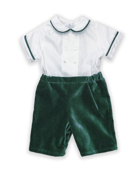 Boy outfit cotton velvet English Green