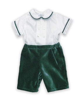 Completo bambino cotone e velluto Verde Inglese