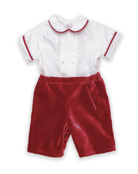Boy outfit cotton velvet Red