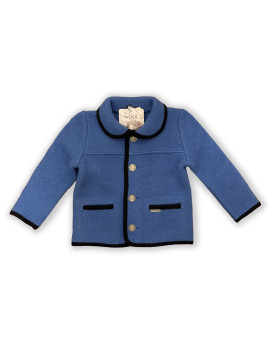 Giacca per bambini in lana cotta merinos 100%, Avio bordi blu.