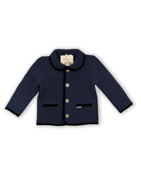 Jacket , 100% milled wool. Navy.