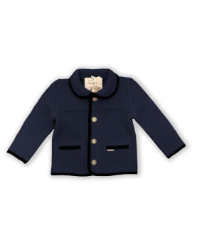 Giacca per bambini in lana cotta merinos 100%, Blu