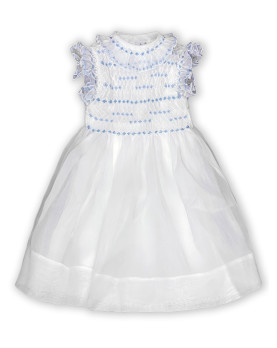 Angelica pale blue smocked girl dress