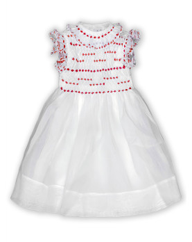 Angelica red smocked girl dress