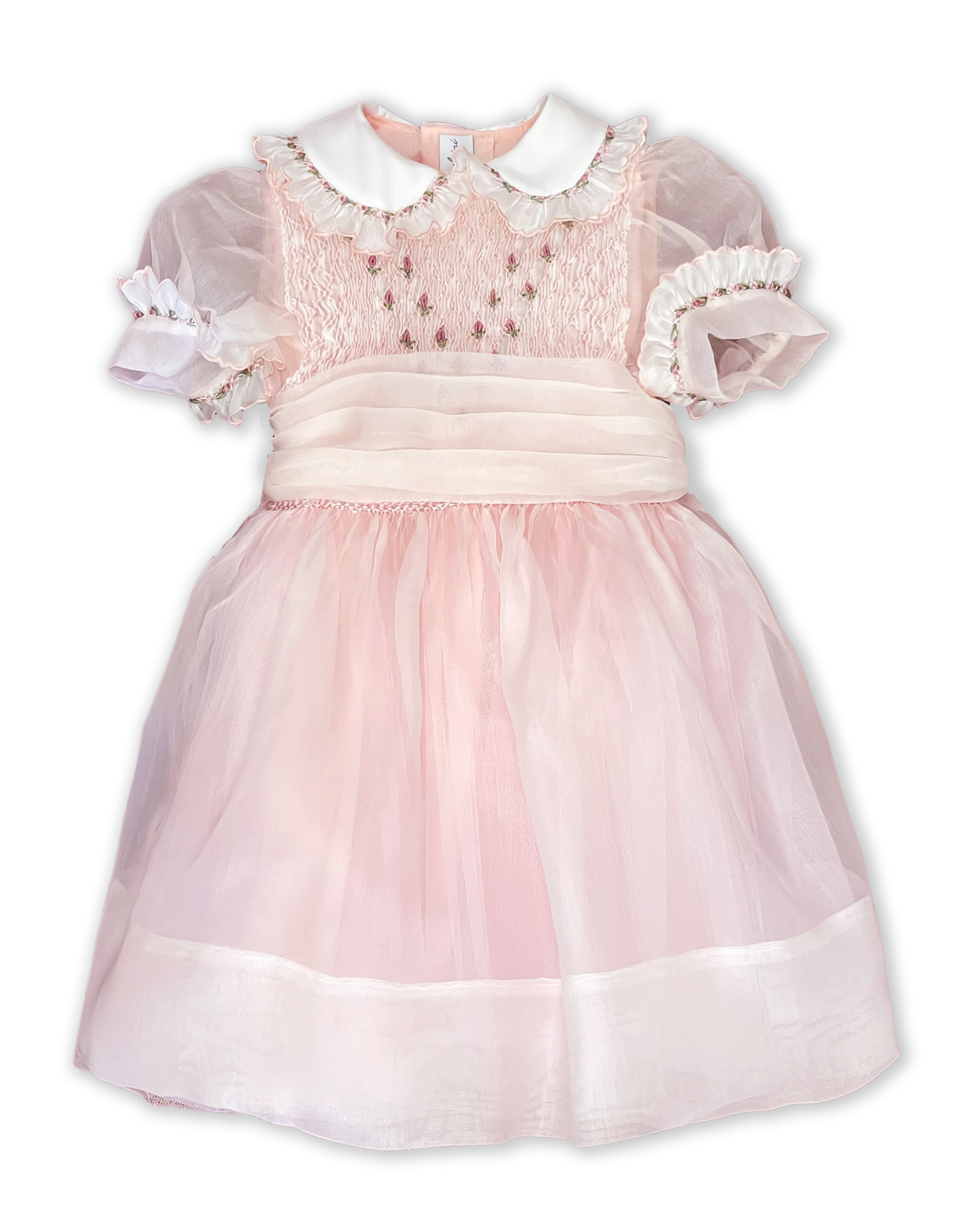 Abito elegante da cerimonia per bambina con smock e fascia in vita, Diana