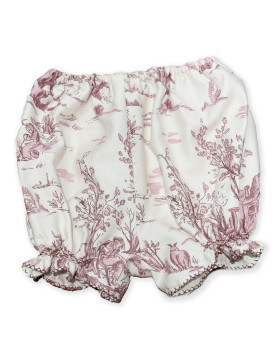 Colette girl dress in Toile de Jouy fabric, culotte.