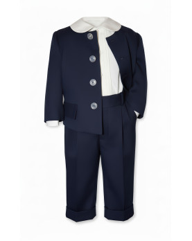Daniele completo bambino 3 pezzi blu navy da cerimonia pantaloni lunghi