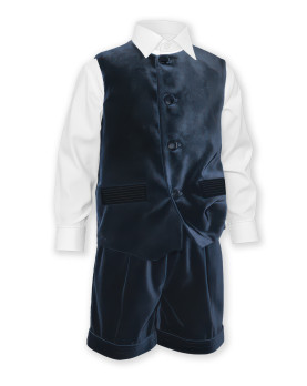 Luca completo elegante e formale per bambino in velluto blu navy