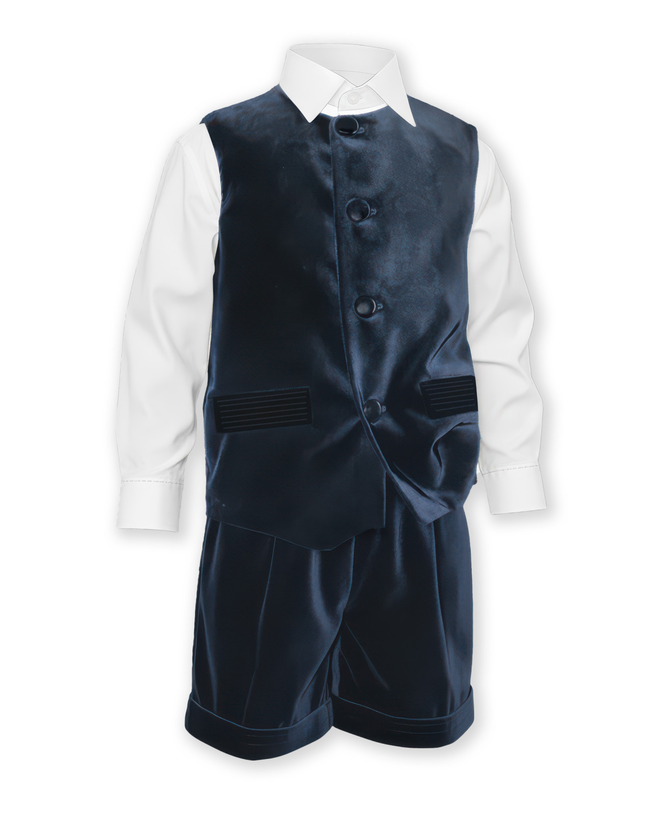 Luca completo elegante e formale per bambino in velluto blu navy