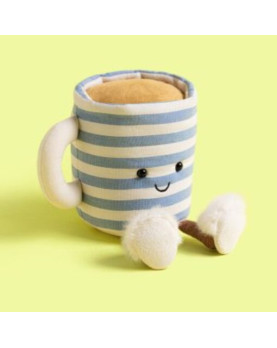 Jellycat Amuseable Cup of Tea plush blue and white striped cup