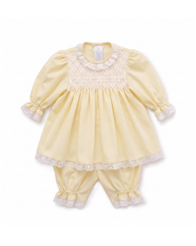 Newborn dress with bloomers yellow