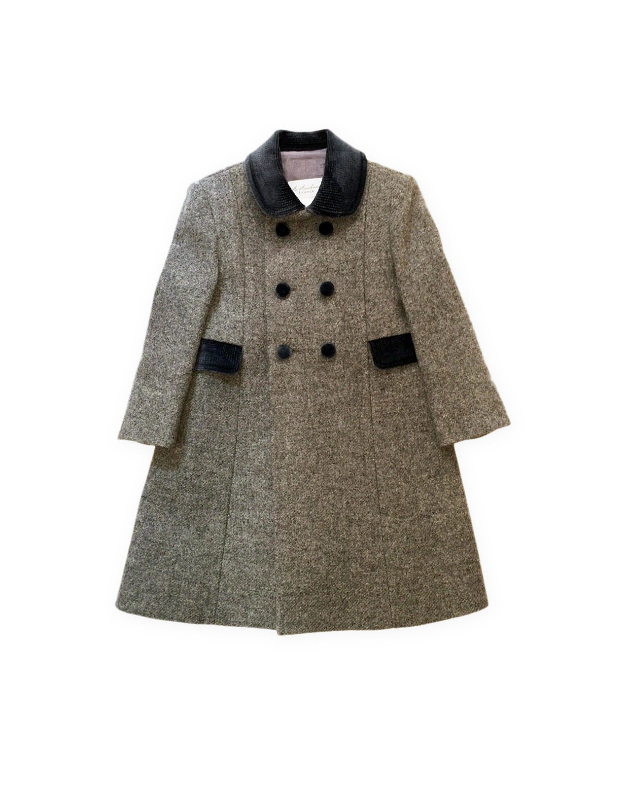 redingote style coat for child, pure wool shetland