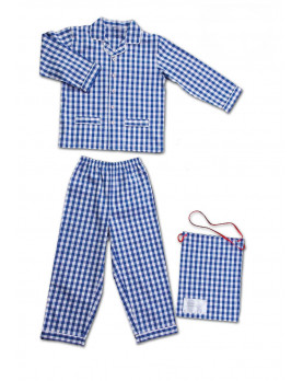 Children pajamas in pure cotton gingham fabric