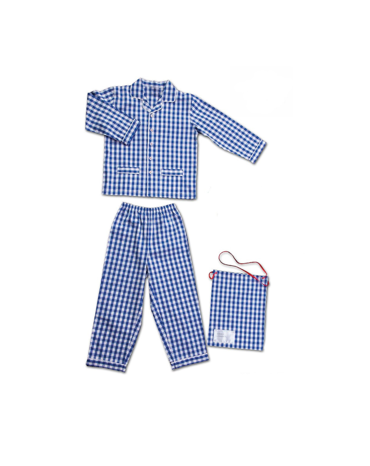 Children pajamas in pure cotton gingham fabric