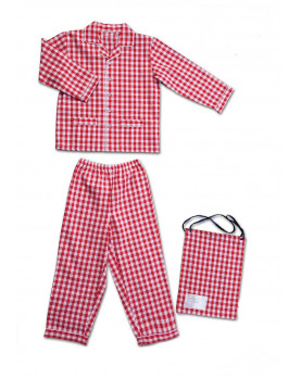 Children pajamas in pure cotton gingham fabric