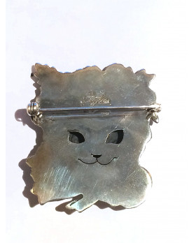 Silver brooch "Yuko Cat" back