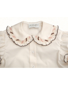 Camicia per bambini con Smock 5 smock rosa e marrone