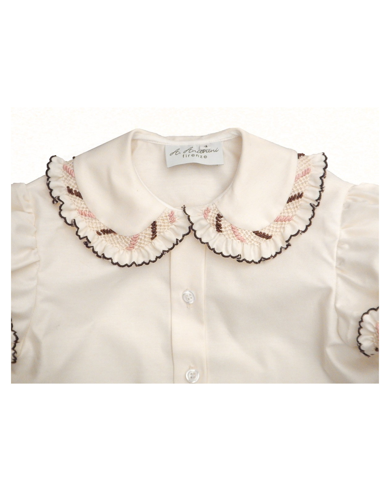 Camicia per bambini con Smock 5 smock rosa e marrone