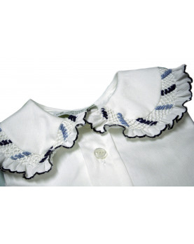 Smocked shirt 5 smock nany and pale blue