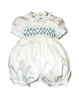 Pagliaccetto bambino con smock turchese Sesamo