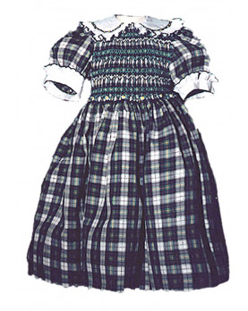 Girl plaid cotton smocked dress Cornelia