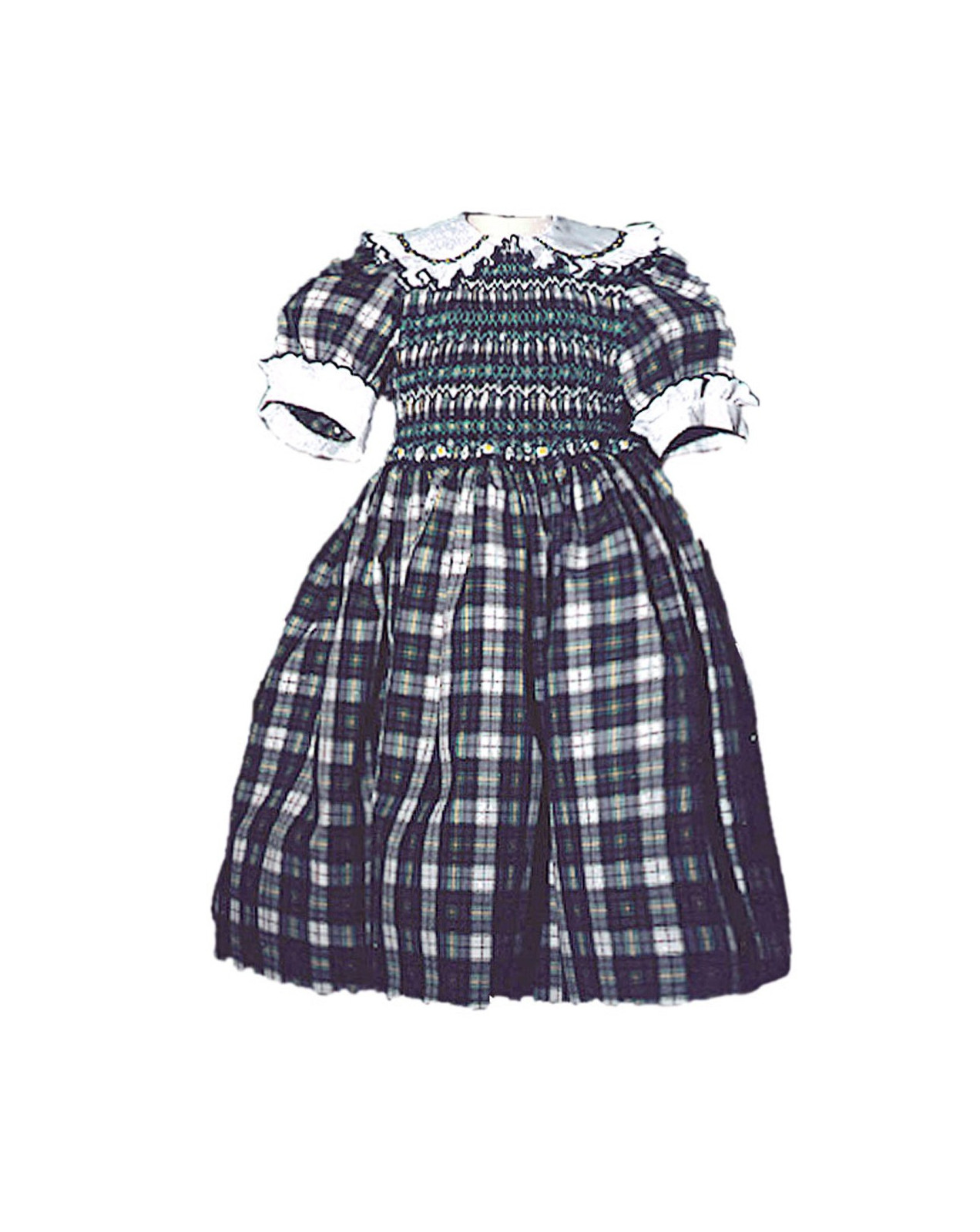 Girl plaid cotton smocked dress Cornelia