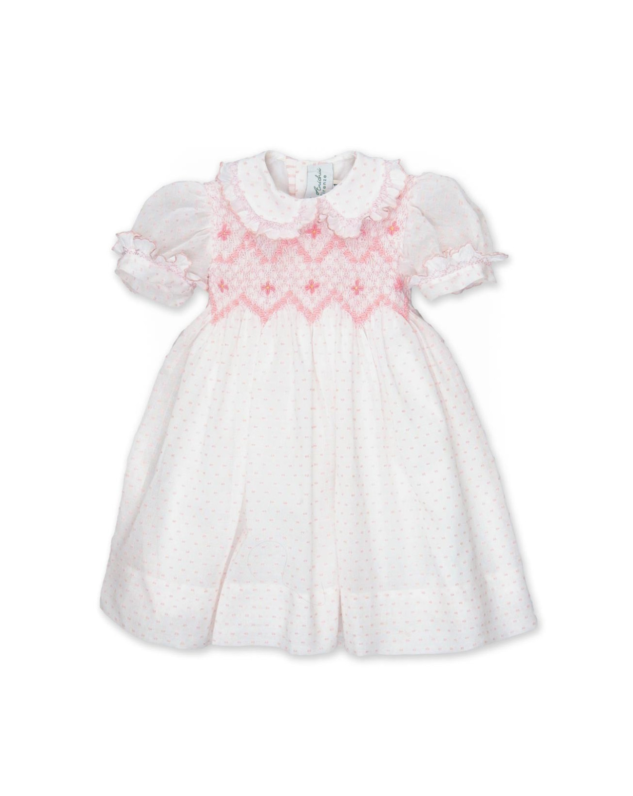 Abito bambina con smock in plumetis di cotone Frida