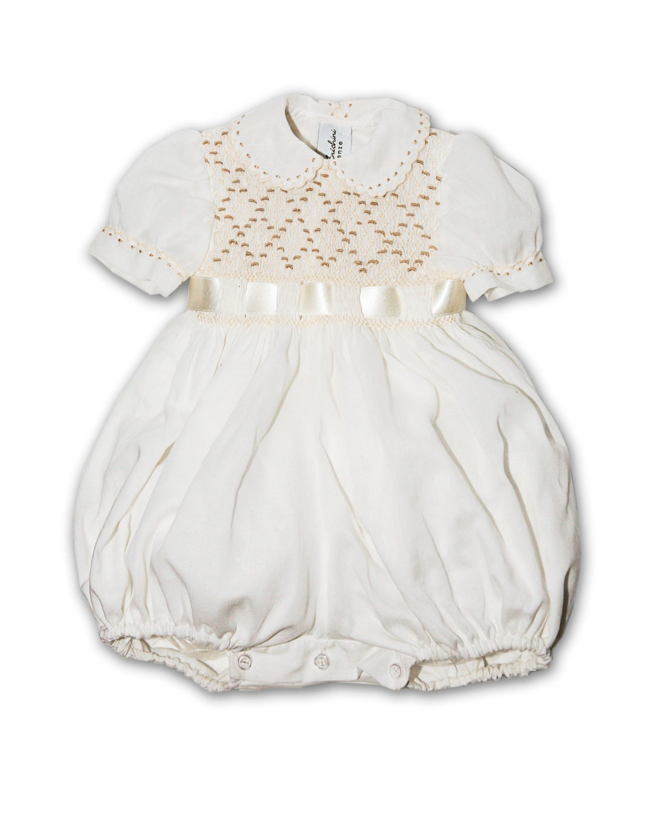 baby smocked romper Rododendro