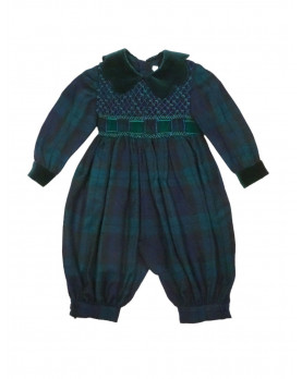 Plaid smocked baby romper Orchidea