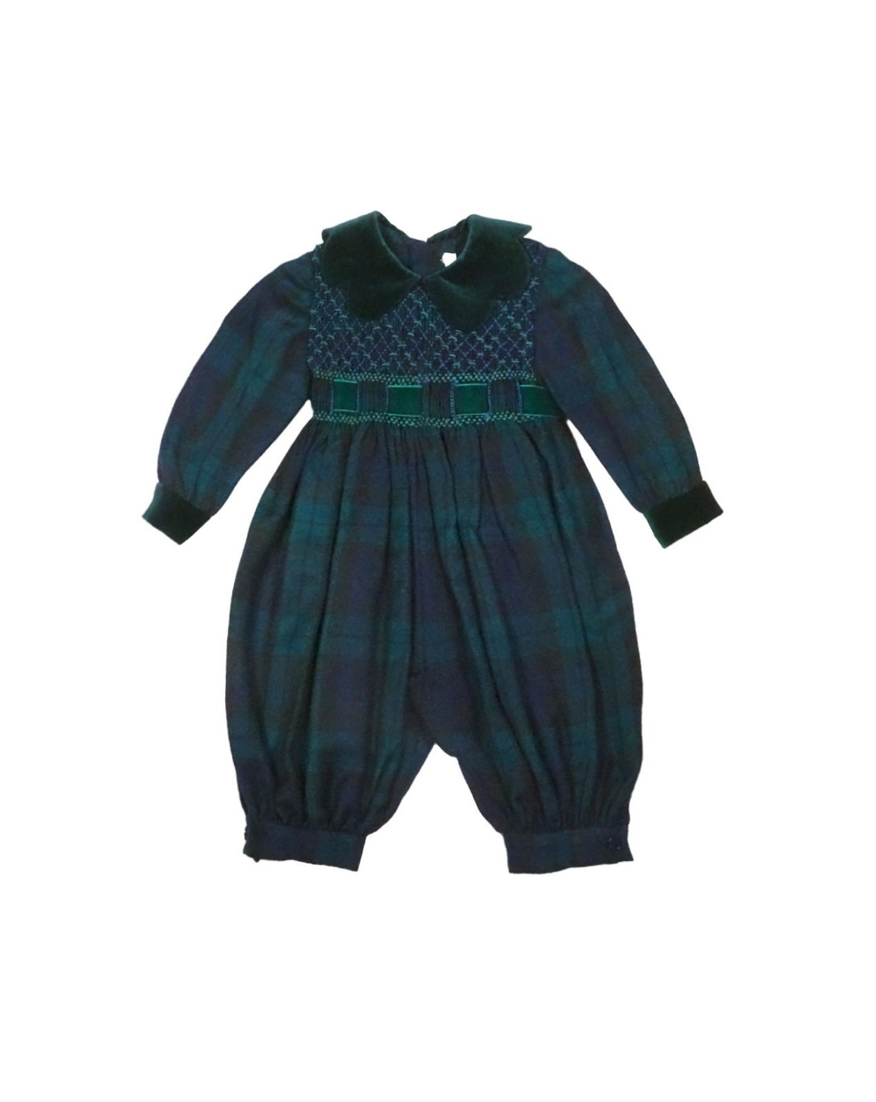 Plaid smocked baby romper Orchidea