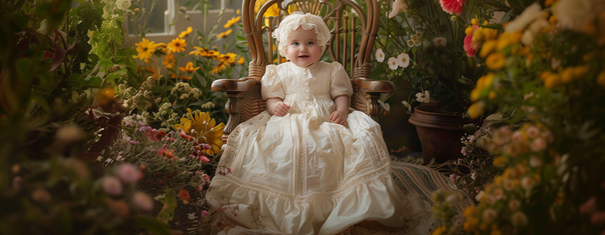 Christening and baptismal clothing for girls and boys.