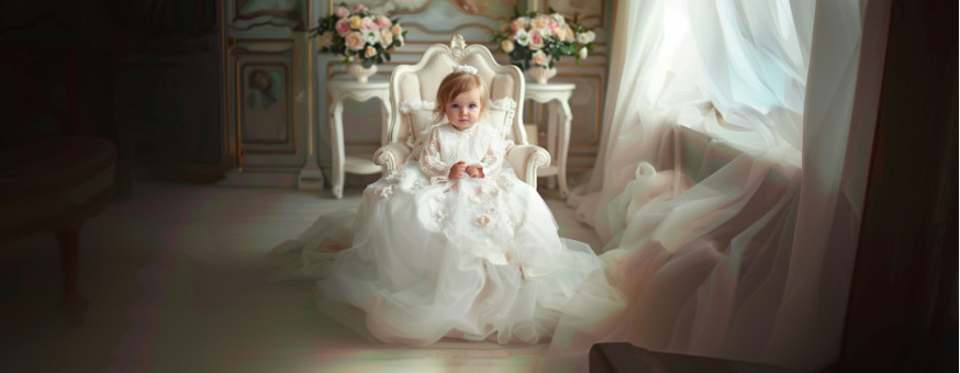 Christening gowns and christening dresses for boys and girls.